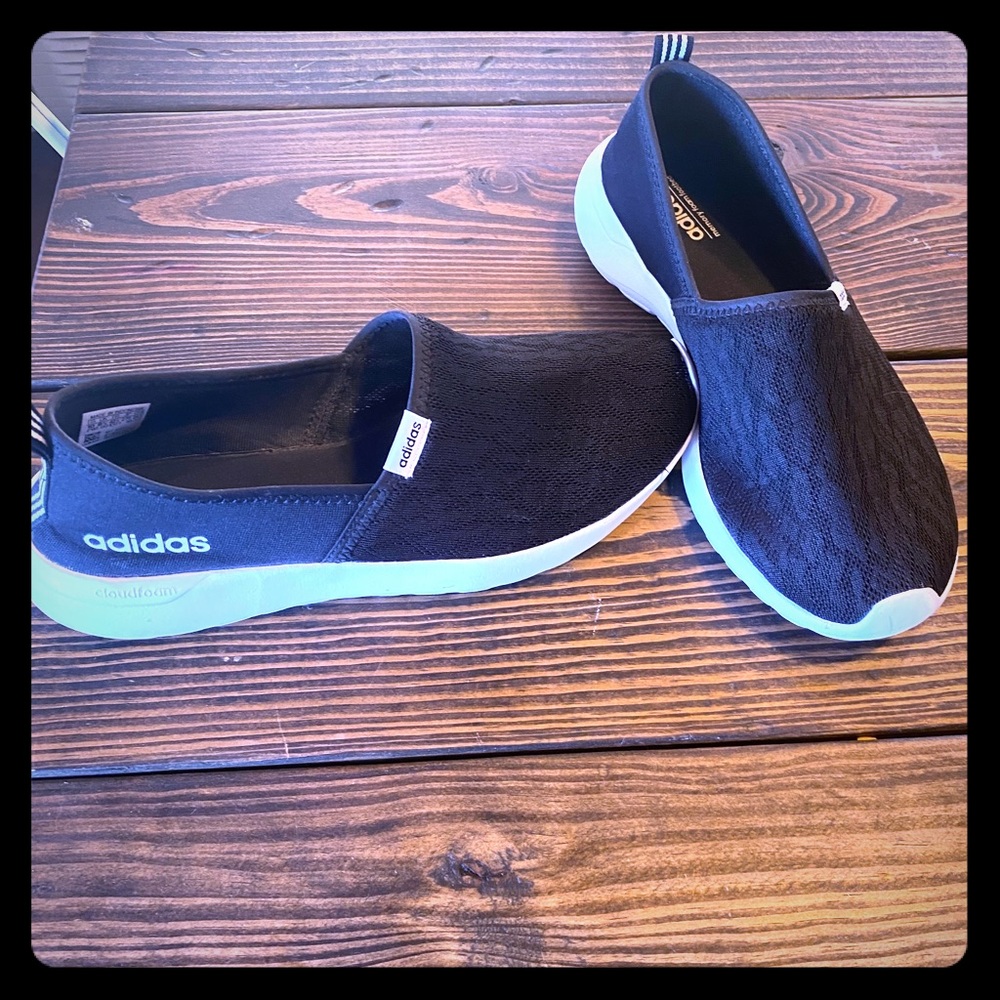 Black Adidas slip on shoes size 10